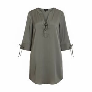 Theory Dress Womens 4 Grey Jullitah R2L Lightweight Tencel Lace Up Tunic Olive